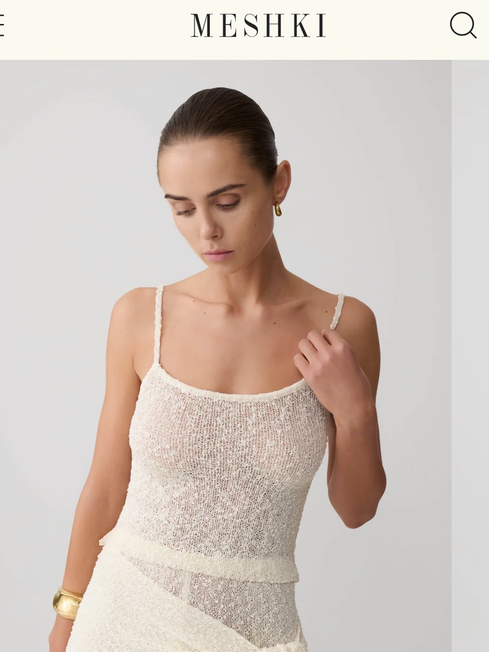 Meshki Sheer Cream Knit Camisole